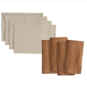 Set Of 4! NWT! Quince Organic Cotton Terracotta Napkins & Dune Placemats! (714)